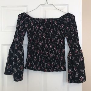 EXPRESS off the shoulder long sleeve crop top